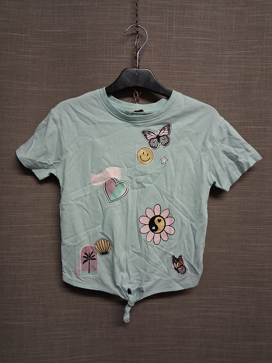 George Girls Green Butterfly Crop T-Shirt Tie Front Age 7-8 Years