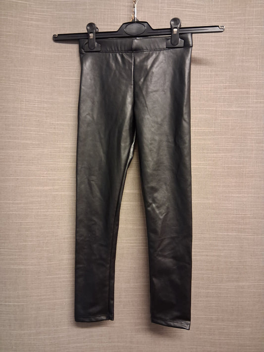 H&M Black Faux Leather Trousers Jeggings Age 6-7 Years New