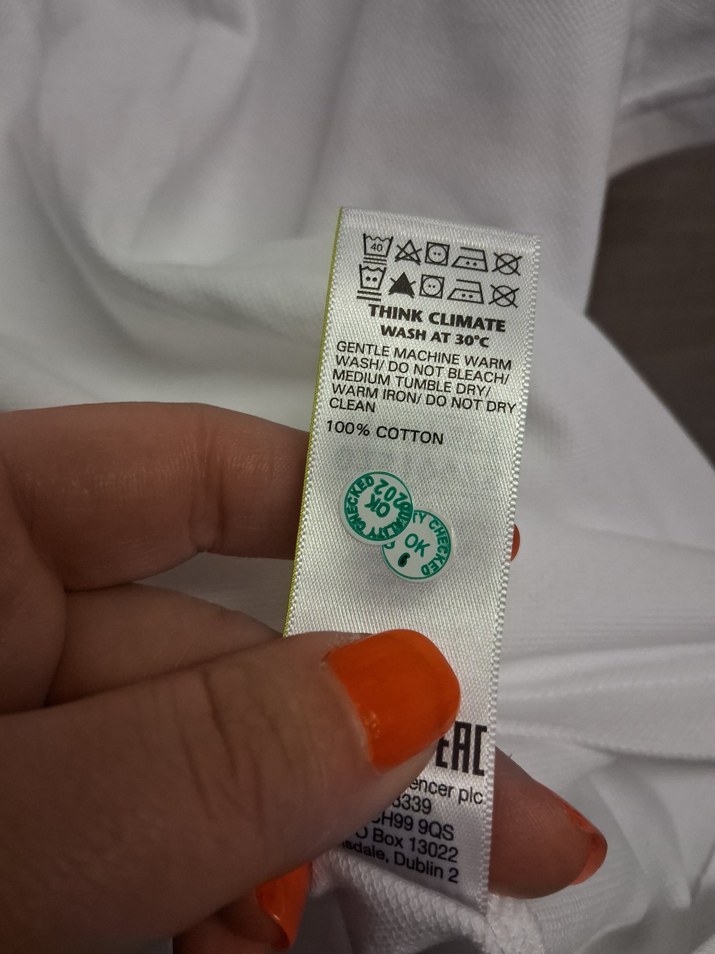 Marks & Spencer White Polo T-Shirt School Uniform Age 8-9 Years 100% Cotton