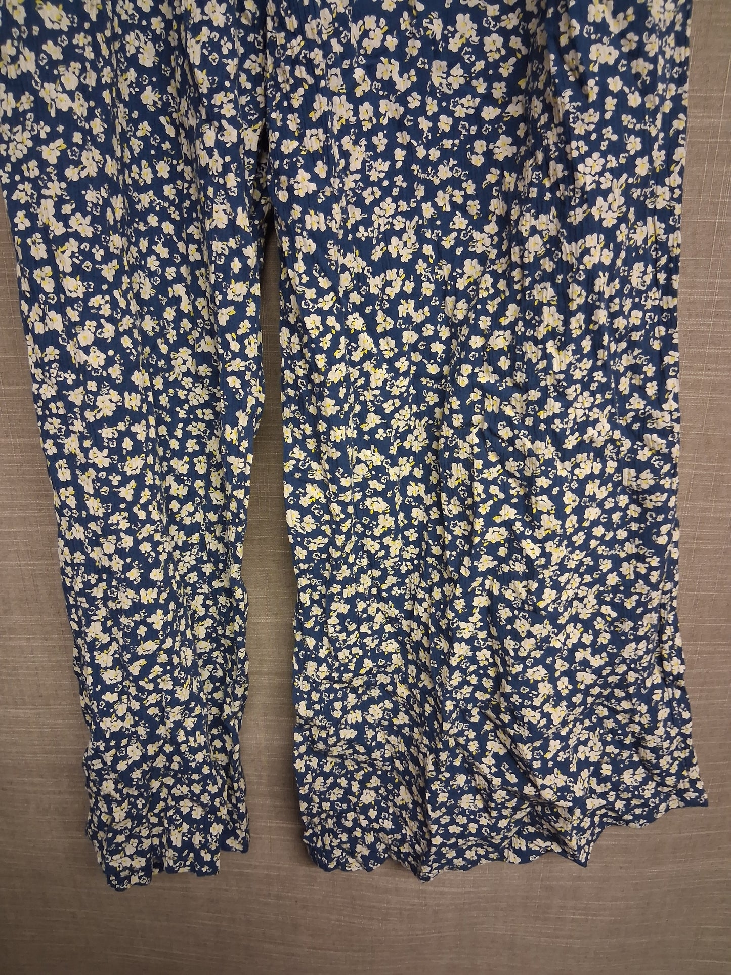 Next Girls Blue White Floral Wide Leg Summer Trousers Age 16 Years
