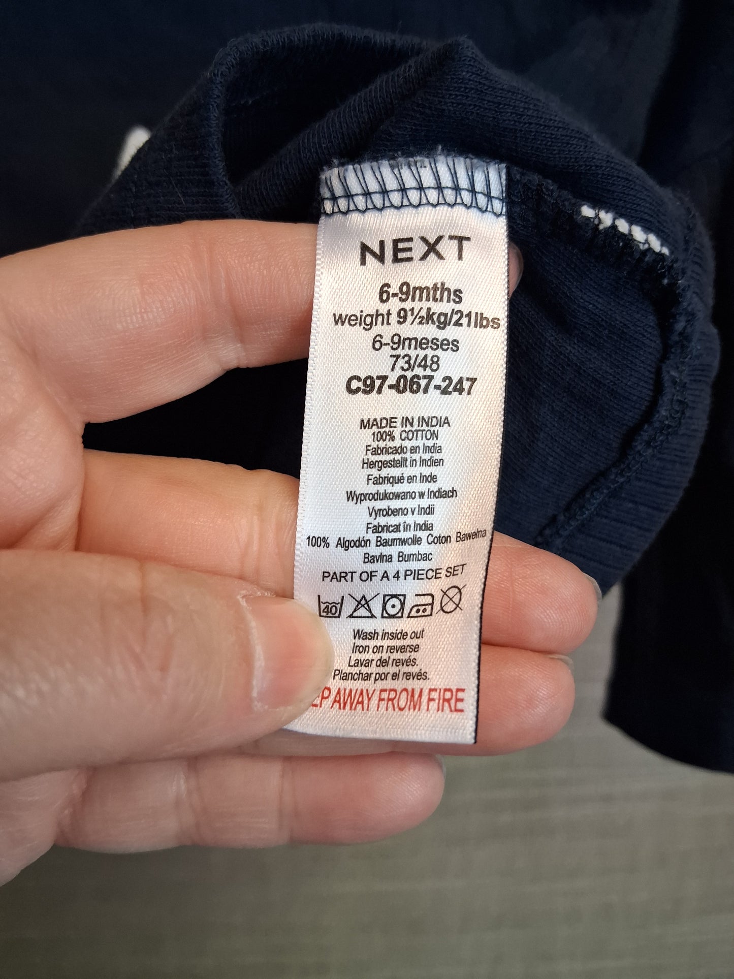 Next Boys Blue Long Sleeve T-Shirt Age 6-9 Months Star Print