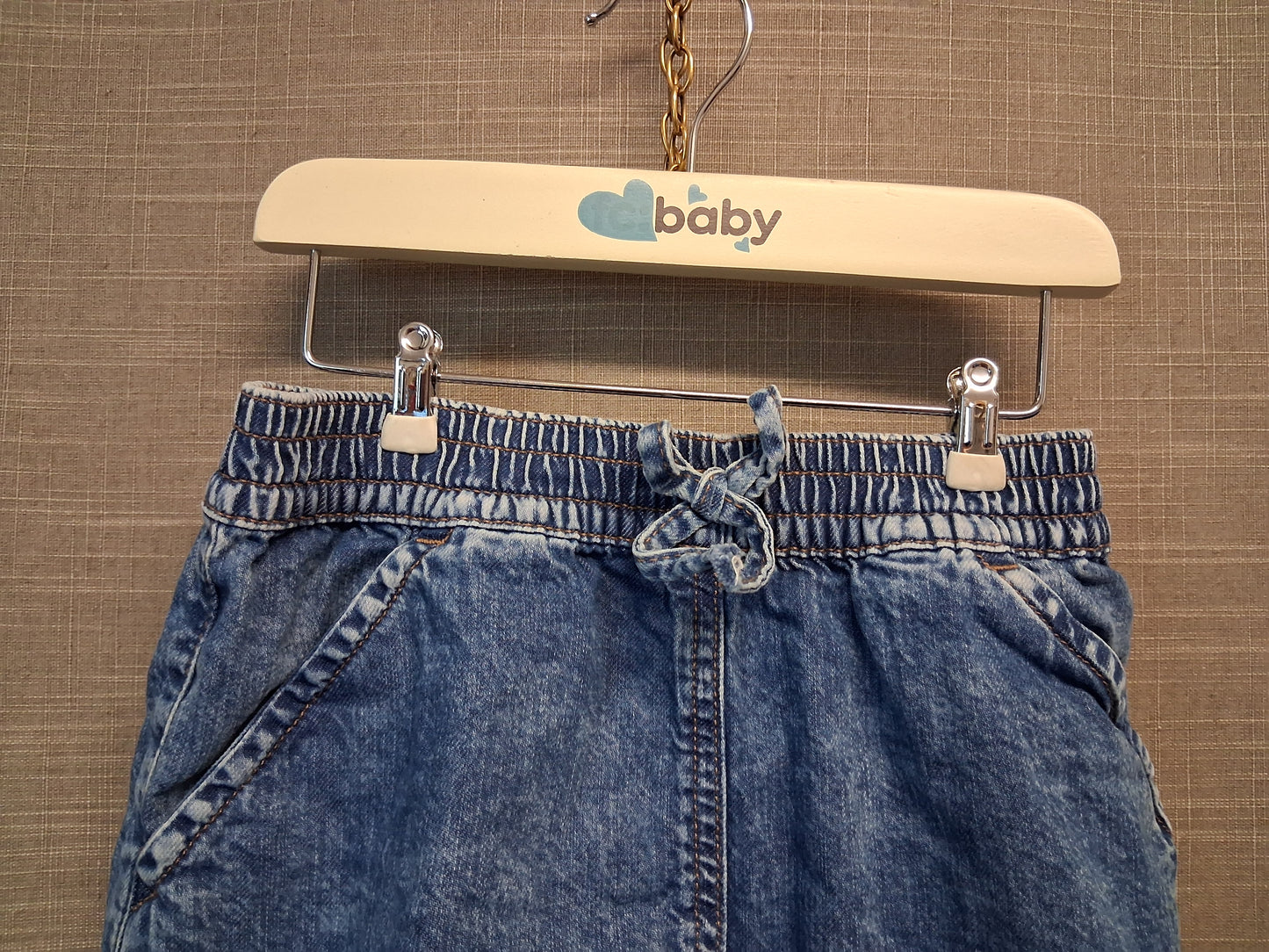Next Girls Blue Denim Shorts Elastic Waist 6 Years