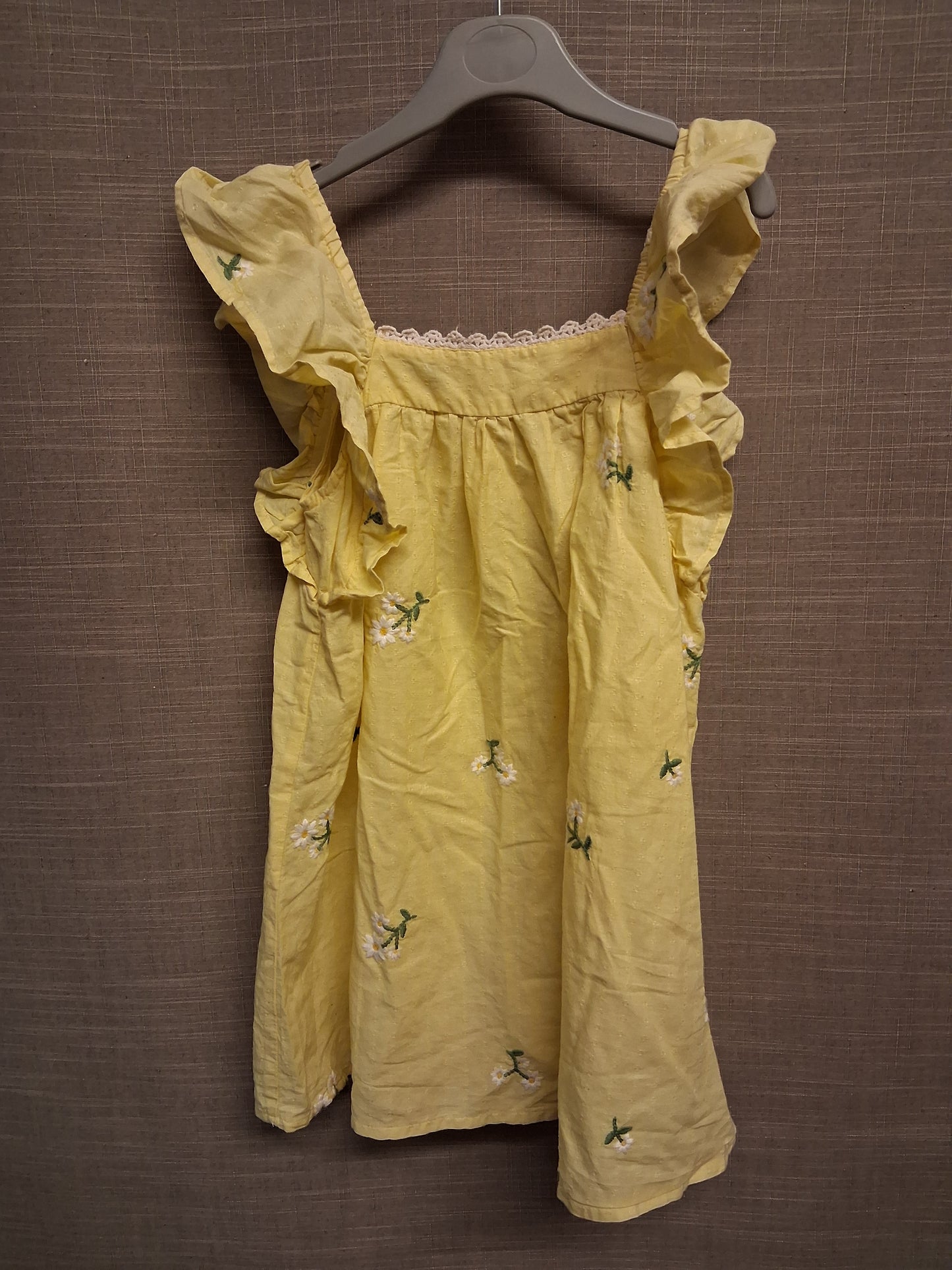 Next Girls Yellow Summer Sleeveless Floral Embroidered Age 5-6 Years