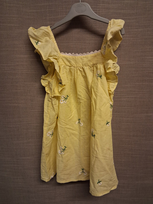 Next Girls Yellow Summer Sleeveless Floral Embroidered Age 5-6 Years