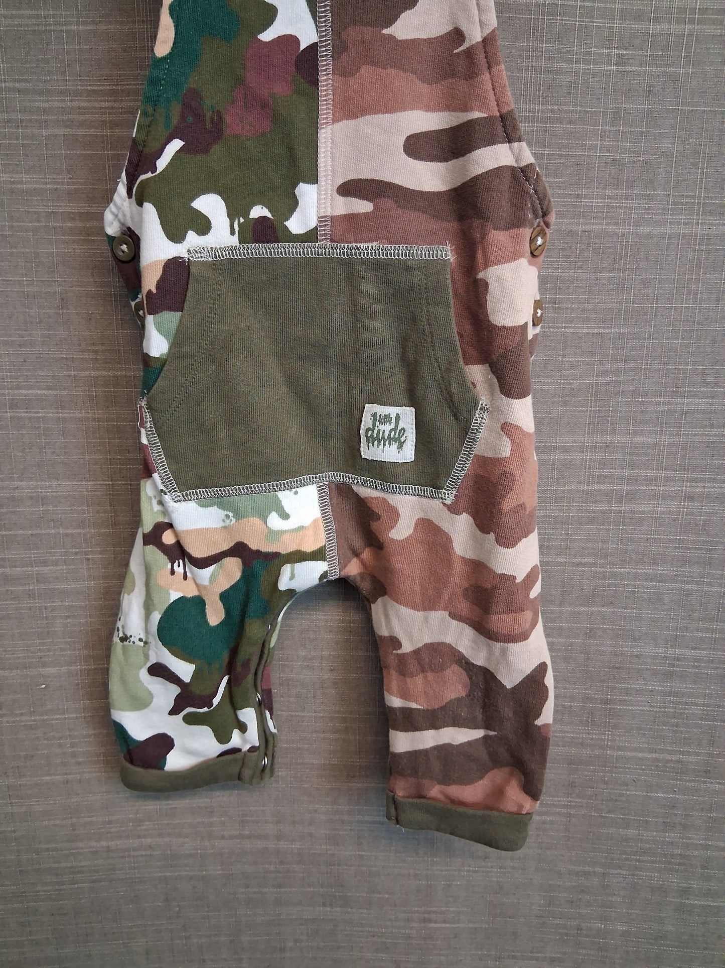 Next Boys Camoflague Jersey Dungarees Romper Age 3-6 Months