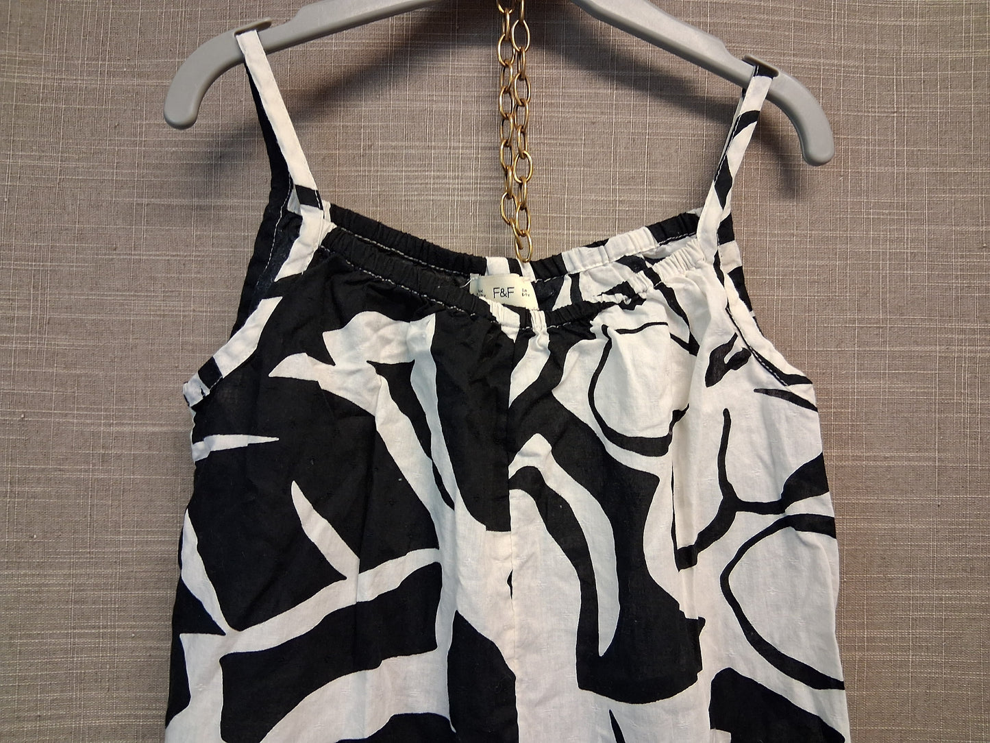 F&F Black White Floral Playsuit 100% Cotton Sleeveless Age 6-7 Years