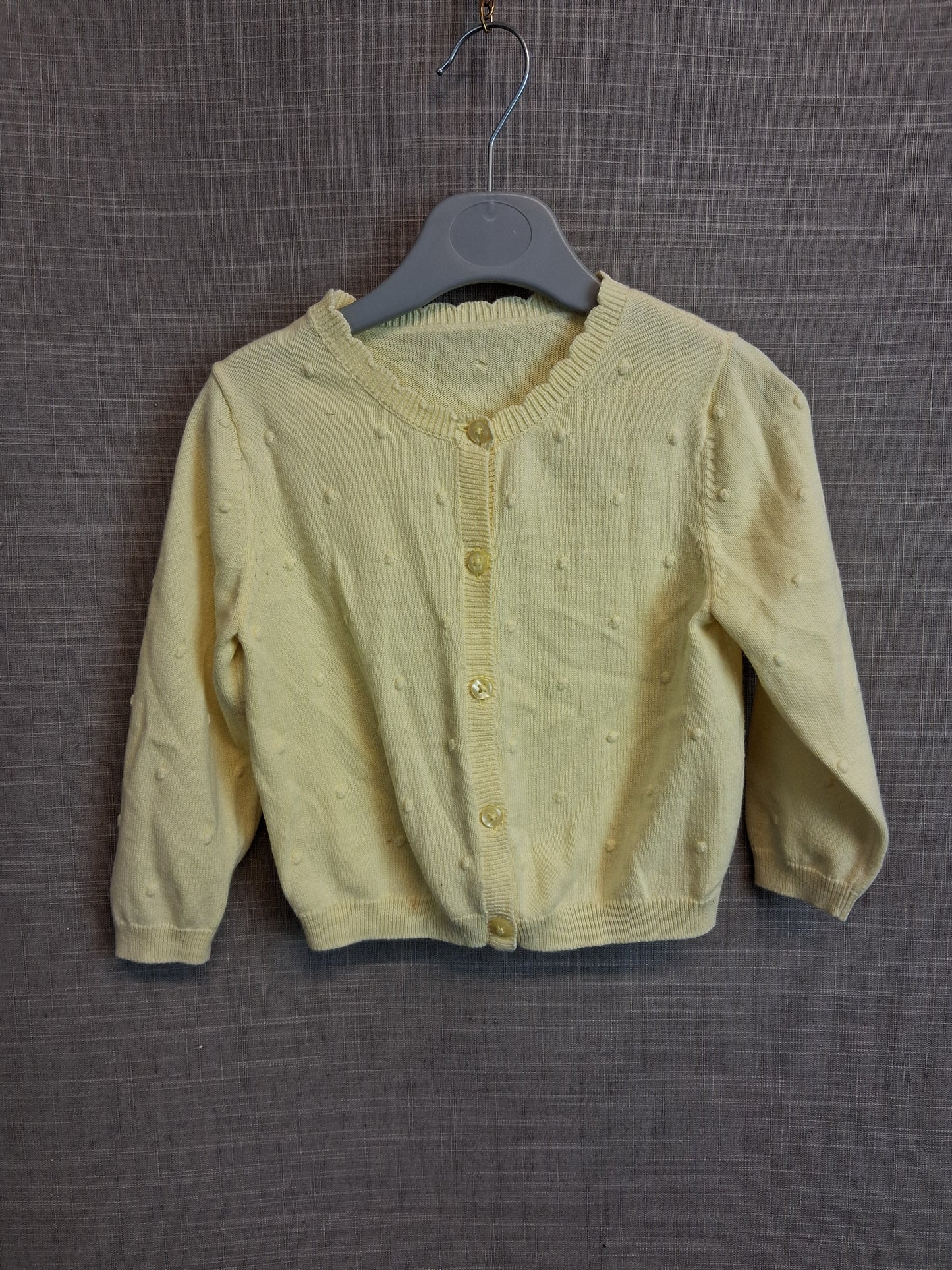 Matalan Girls Yellow Knitted Cardigan Age 18-24 Months 100% Cotton