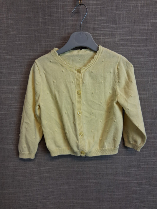 Matalan Girls Yellow Knitted Cardigan Age 18-24 Months 100% Cotton
