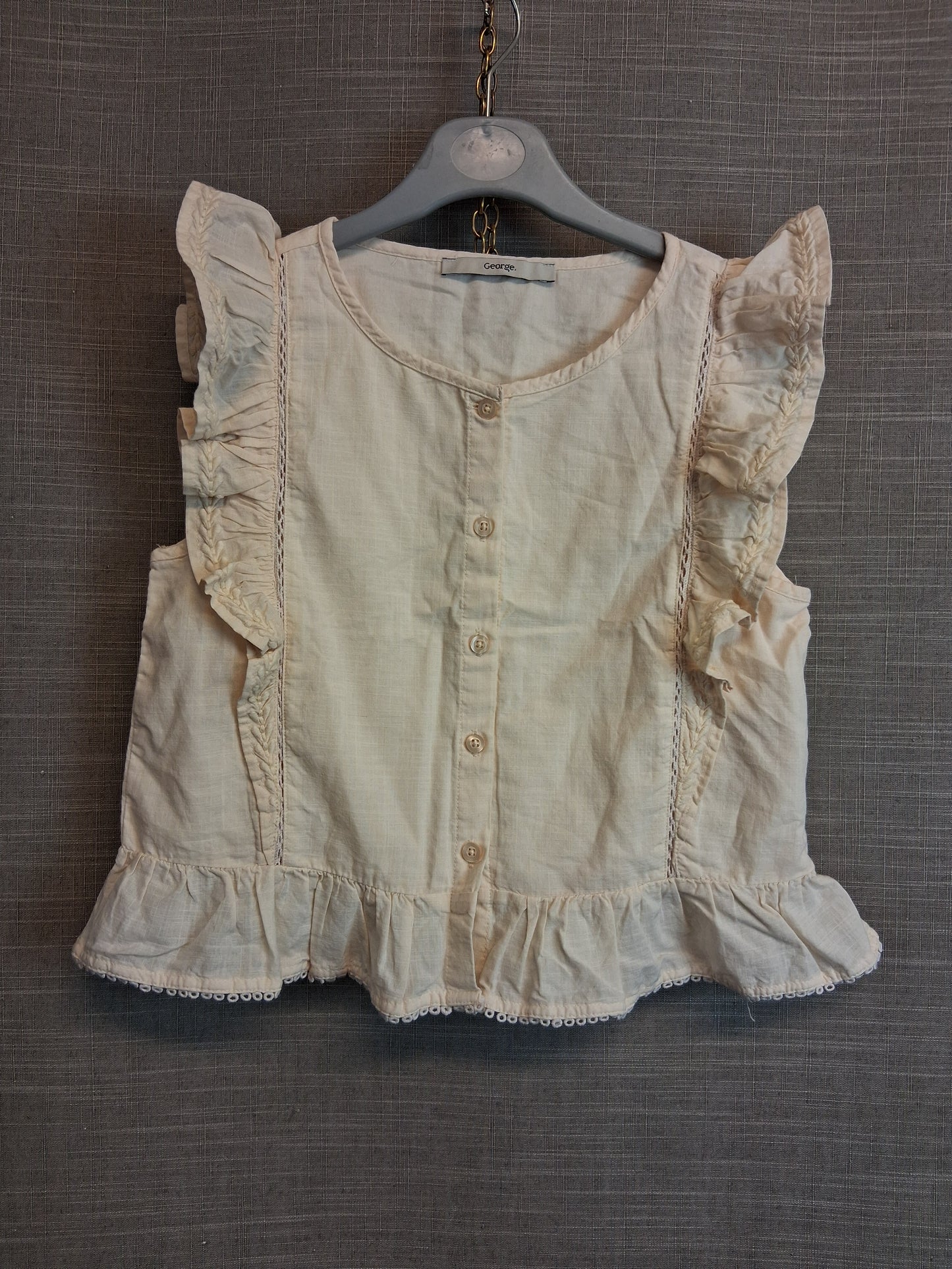 George Girls Cream Sleeveless Blouse Age 7-8 Years