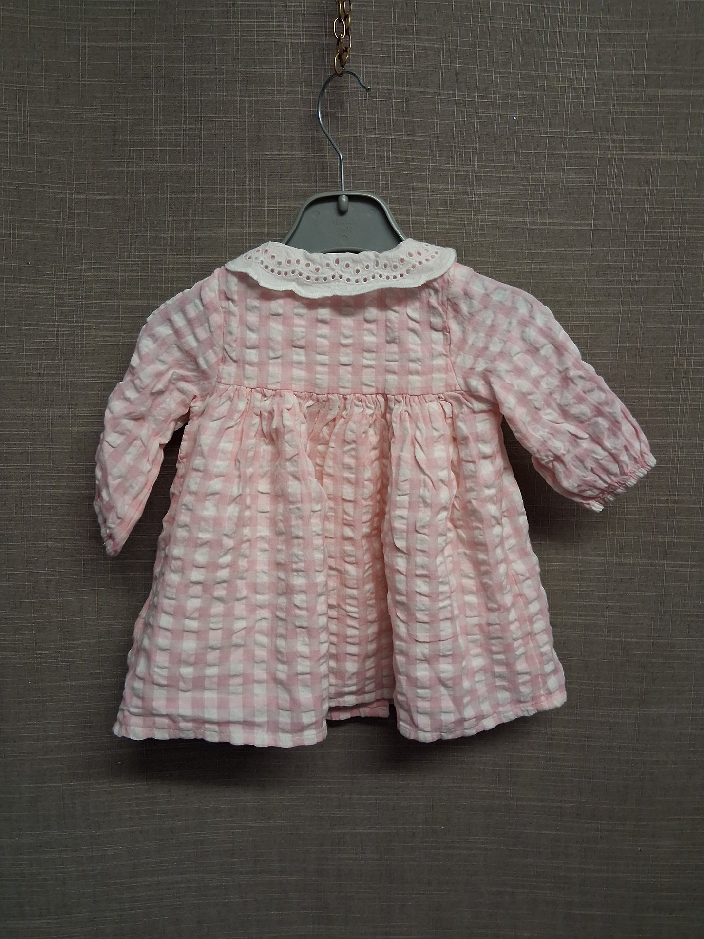 Marks & Spencer Pink White Check A Line Dress Age 0-3 Months New