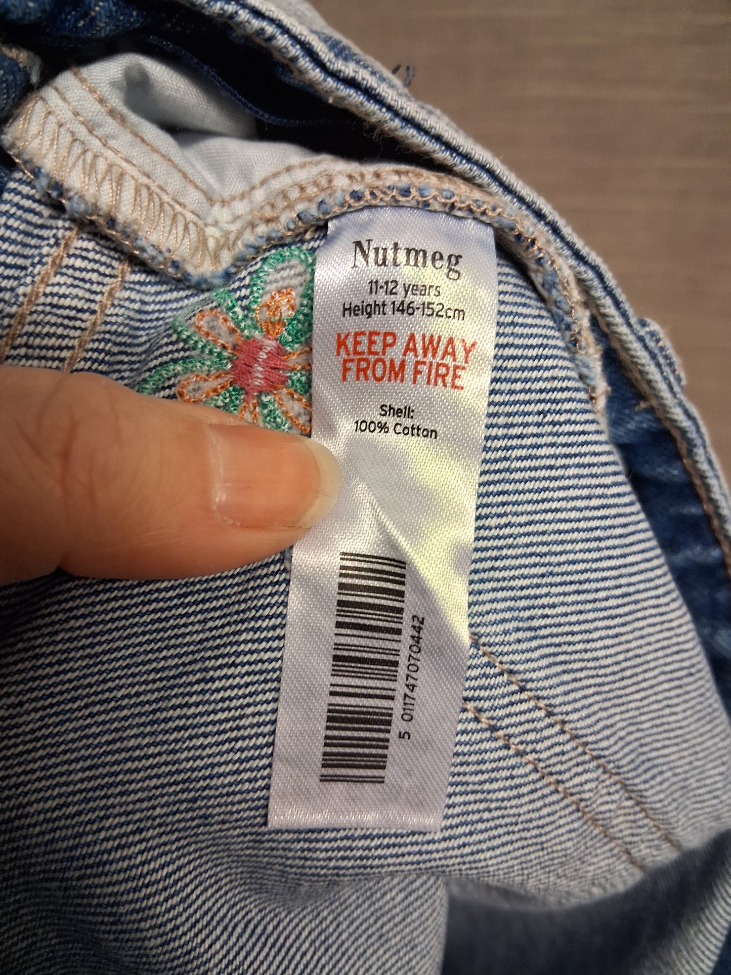 Nutmeg Girls Denim Floral Shorts Age 11-12 Years New