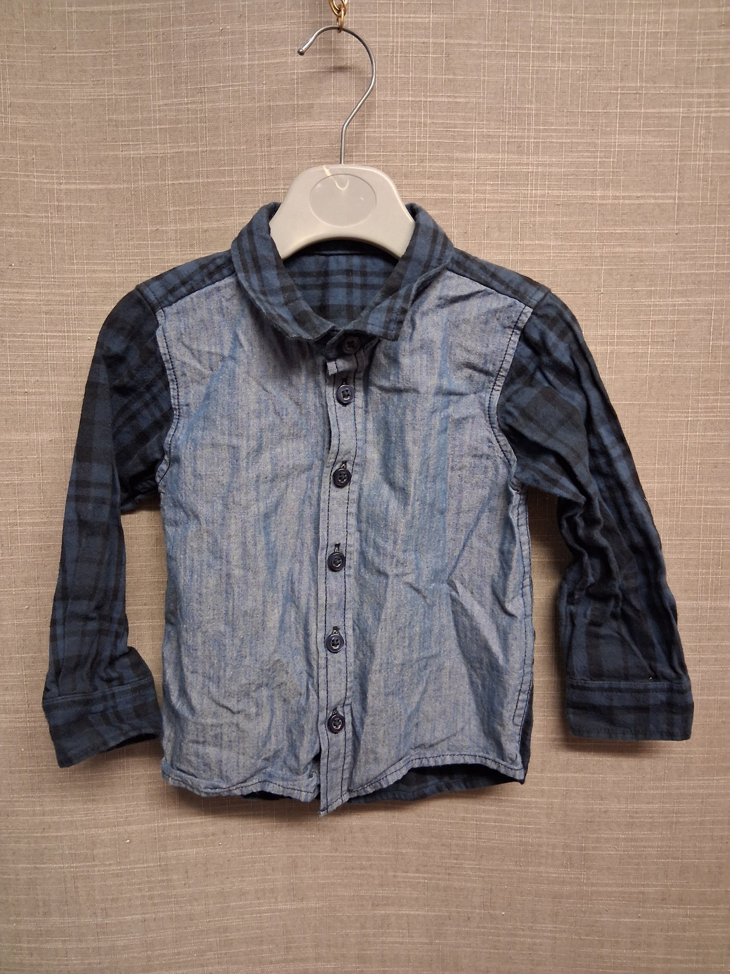 Matalan Boys Blue Denim Style Long Sleeve Shirt Age 12-18 Months