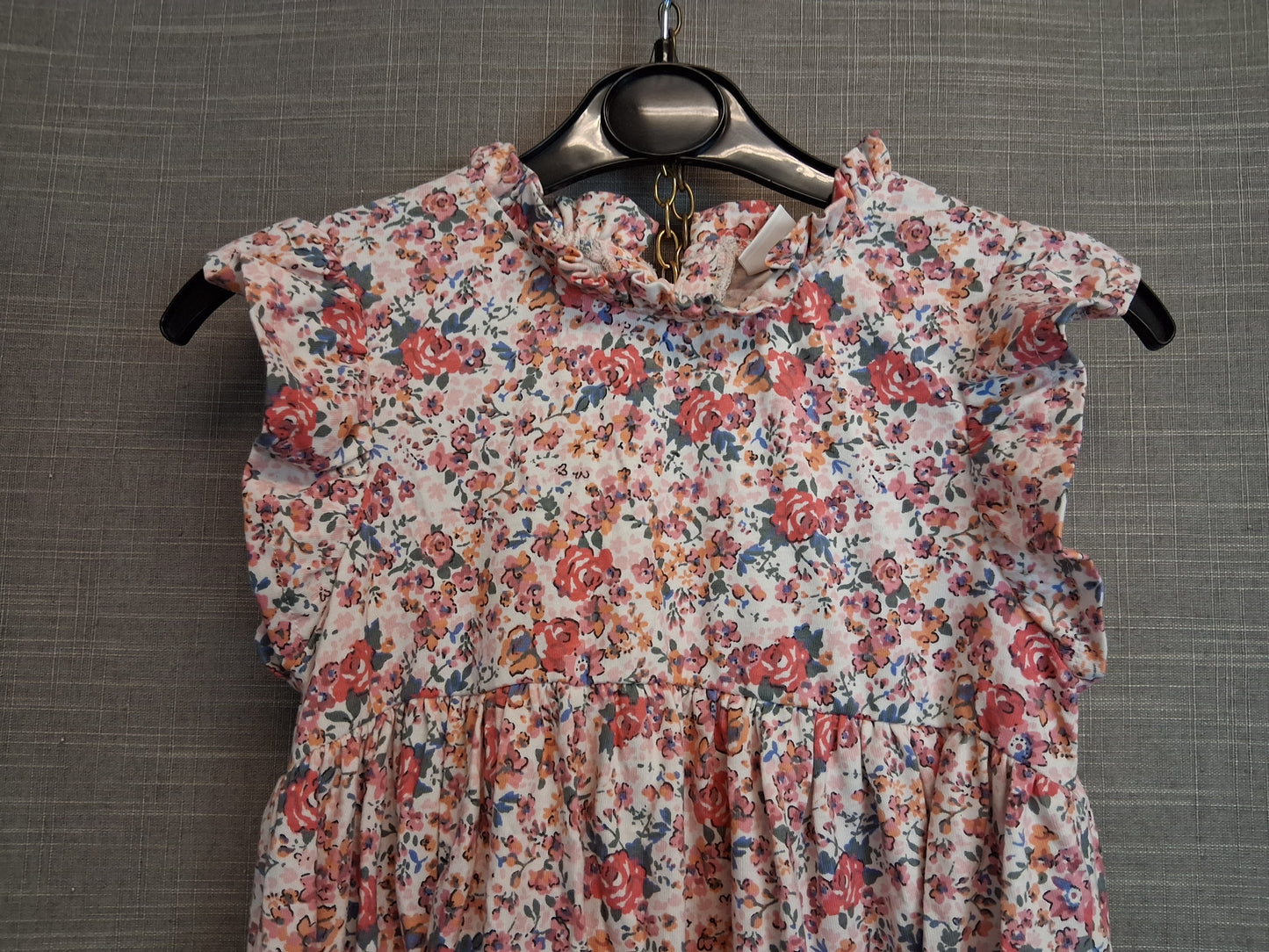 Next Girls Floral Multicolour Jersey Tiered Dress Sleeveless Age 5-6 Years