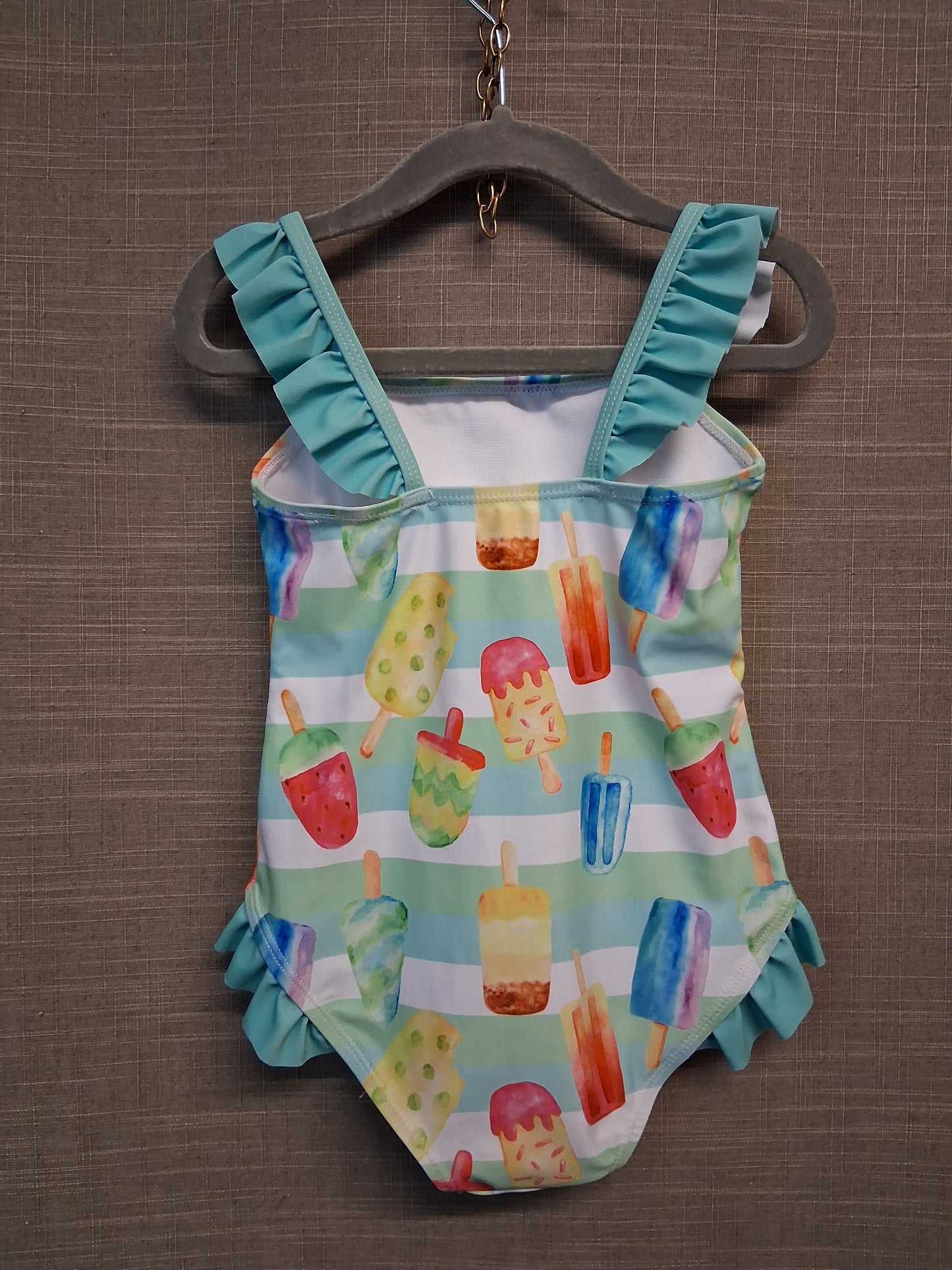 Shein Girls Ice Lolly Swimsuit One Piece Blue Age 4 Years