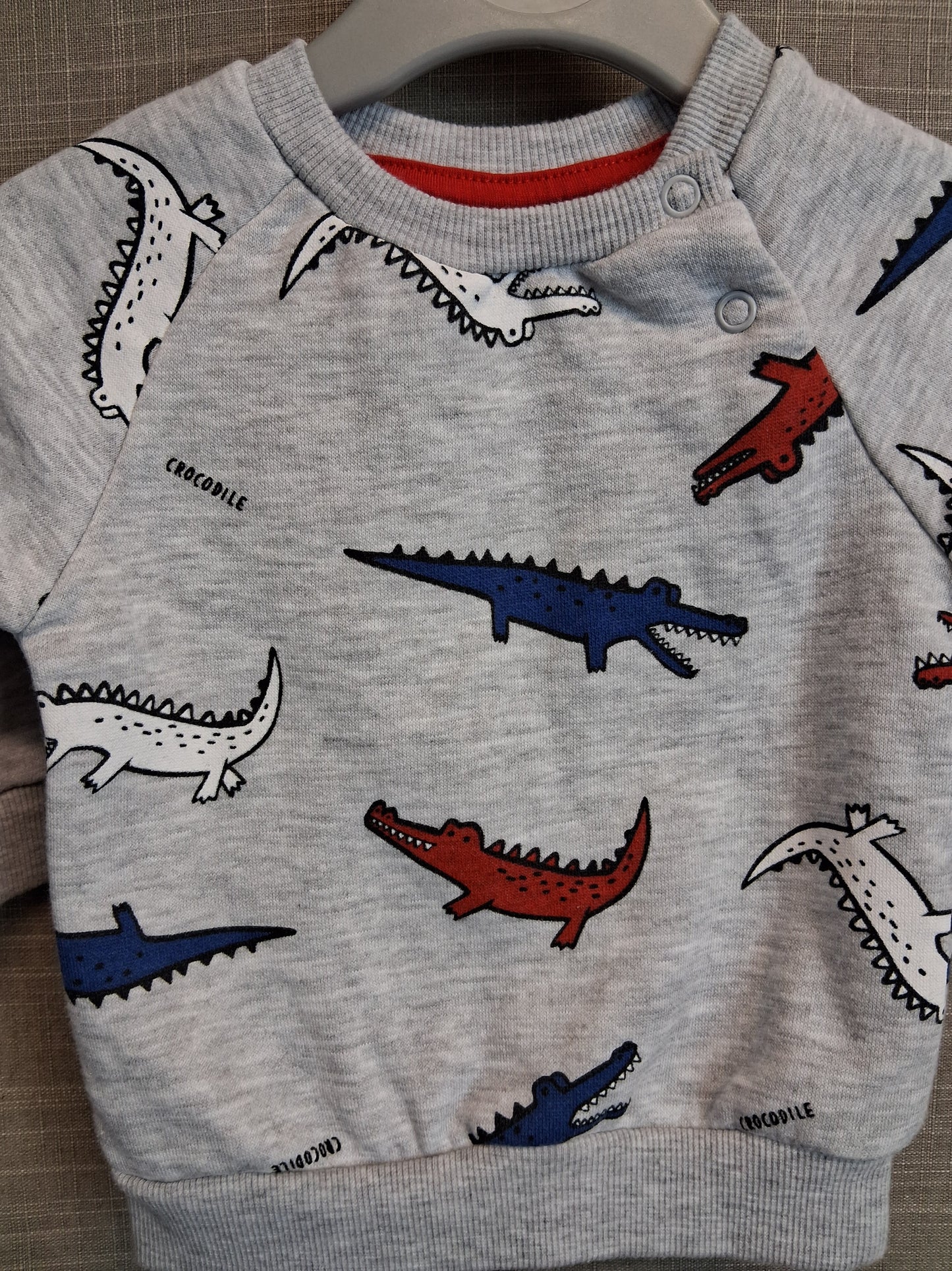 Boys Crocodile Theme Sweater Grey Age 3-6 Months