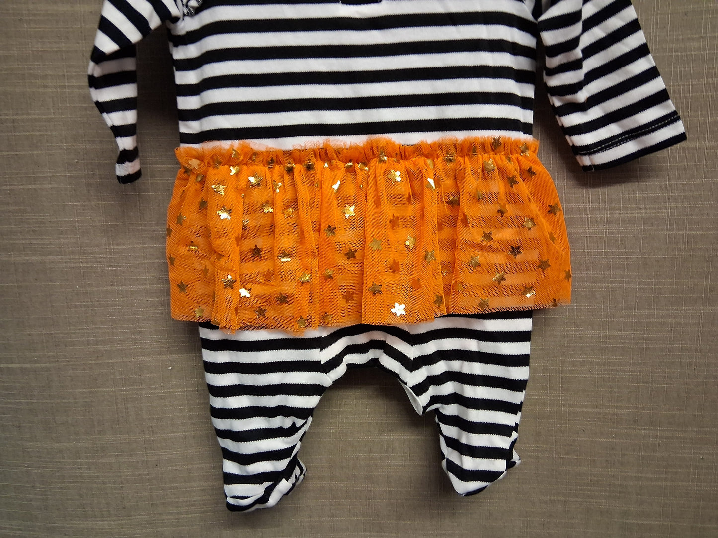 Hallowscream Girls Sleepsuit Halloween Black White Striped Age 0-3 Months New