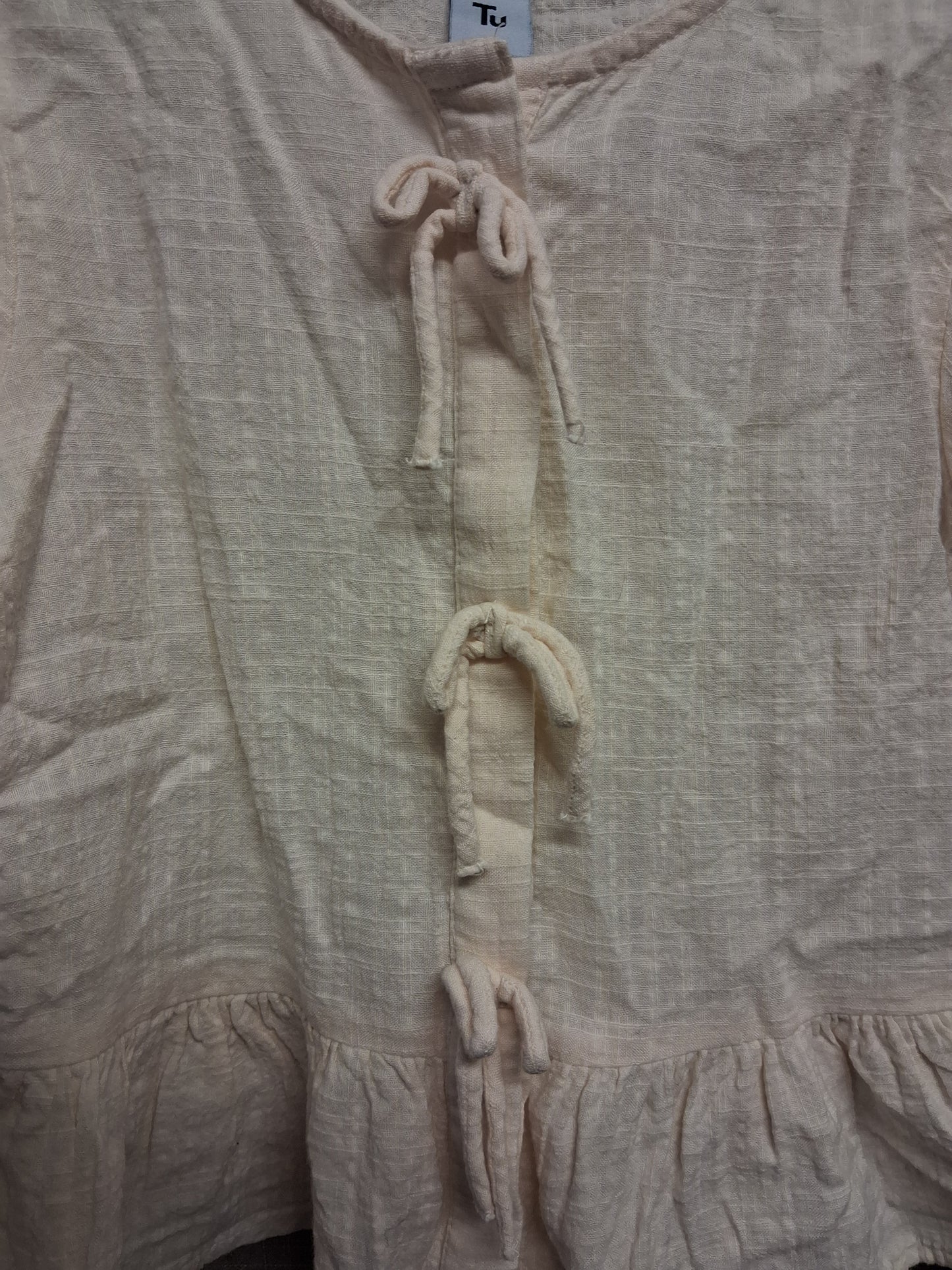 TU Girls Cream Bow Peplum Blouse Short Sleeve Age 5 Years