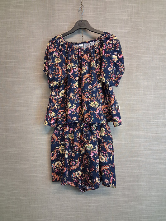 Next Girls 2 Piece Blouse and Shorts Outfit Age 11 Years Blue Floral