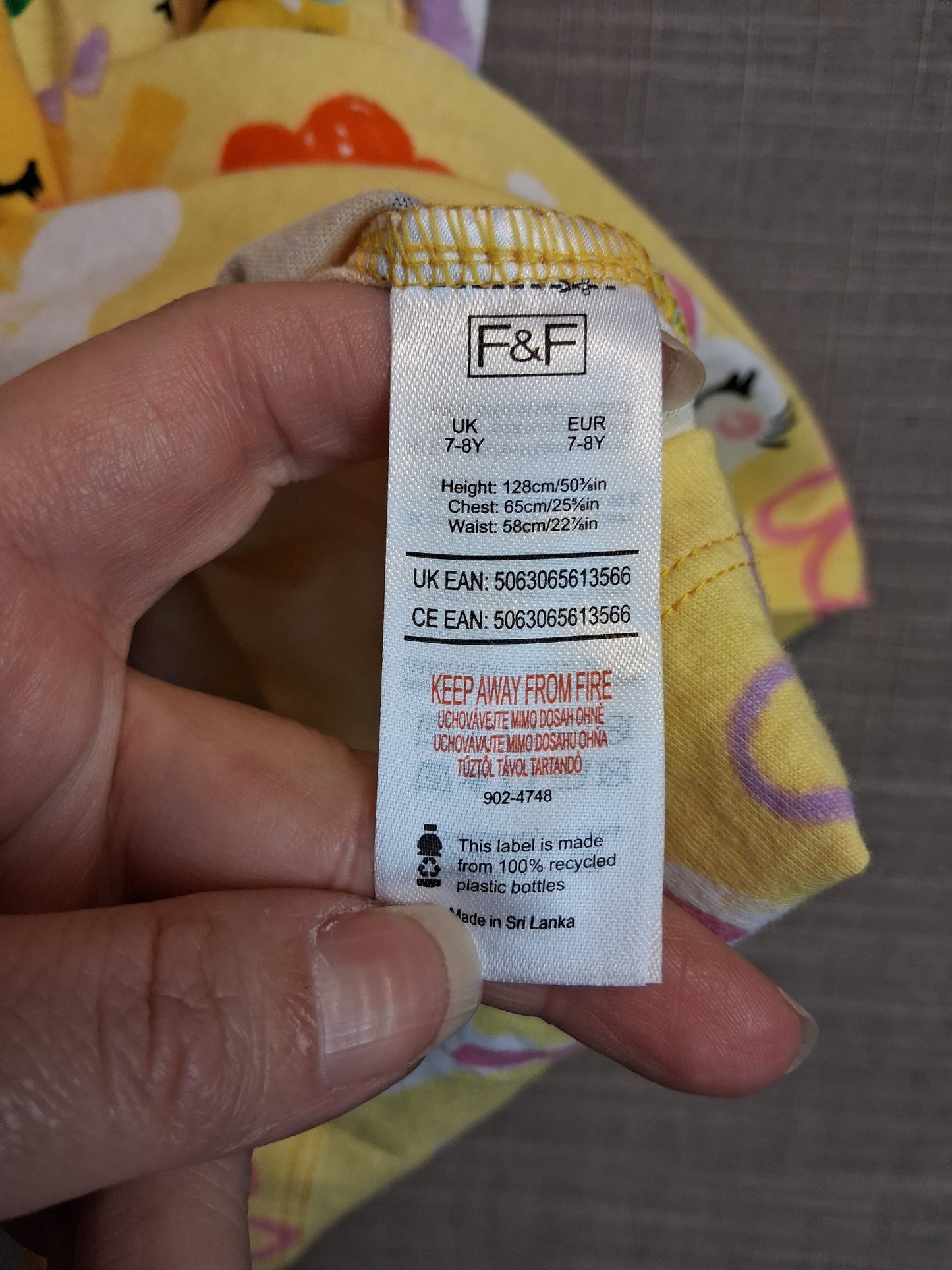 F&F Girls Yellow Jersey Sundress Age 7-8 Years New