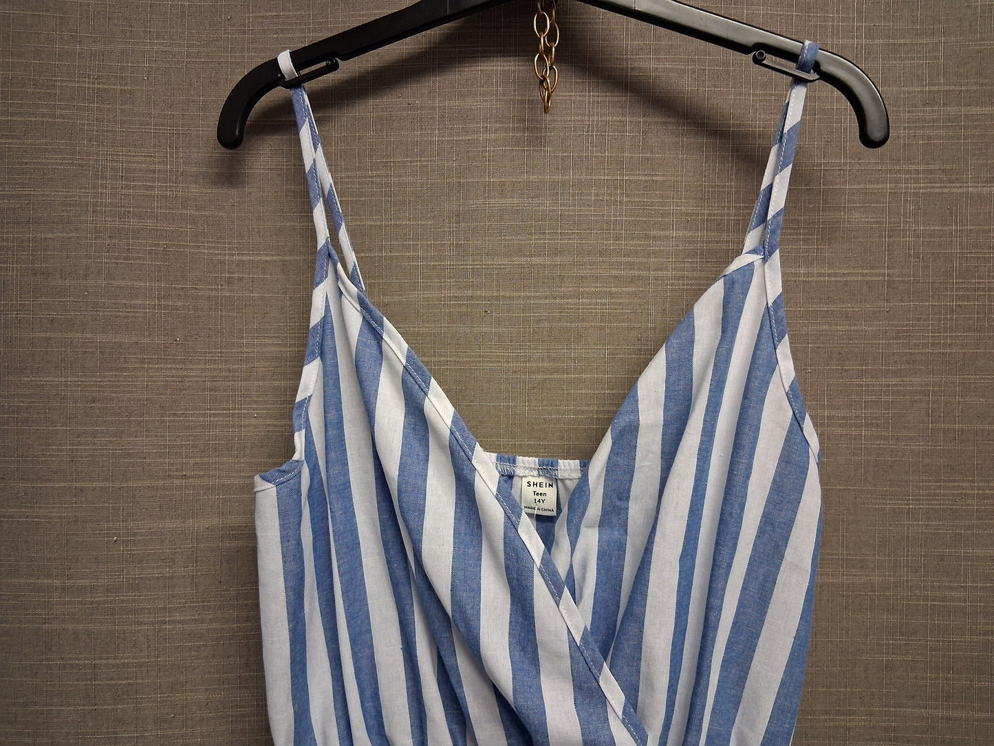 Shein Girls Blue White Striped Playsuit Age 14 Years
