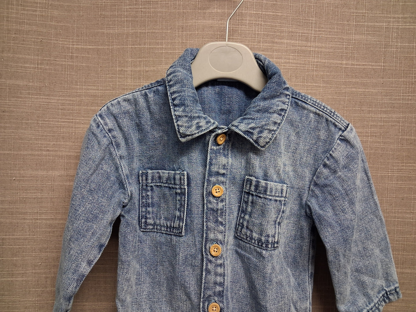 F&F Boys Blue Denim Shirt Long Sleeve Age 12-18 Months