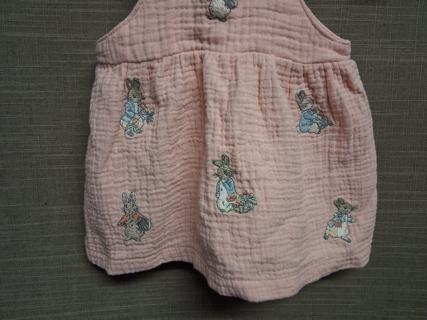 Peter Rabbit Pink Embroidered Pinafore Dress Age 0-3 Months