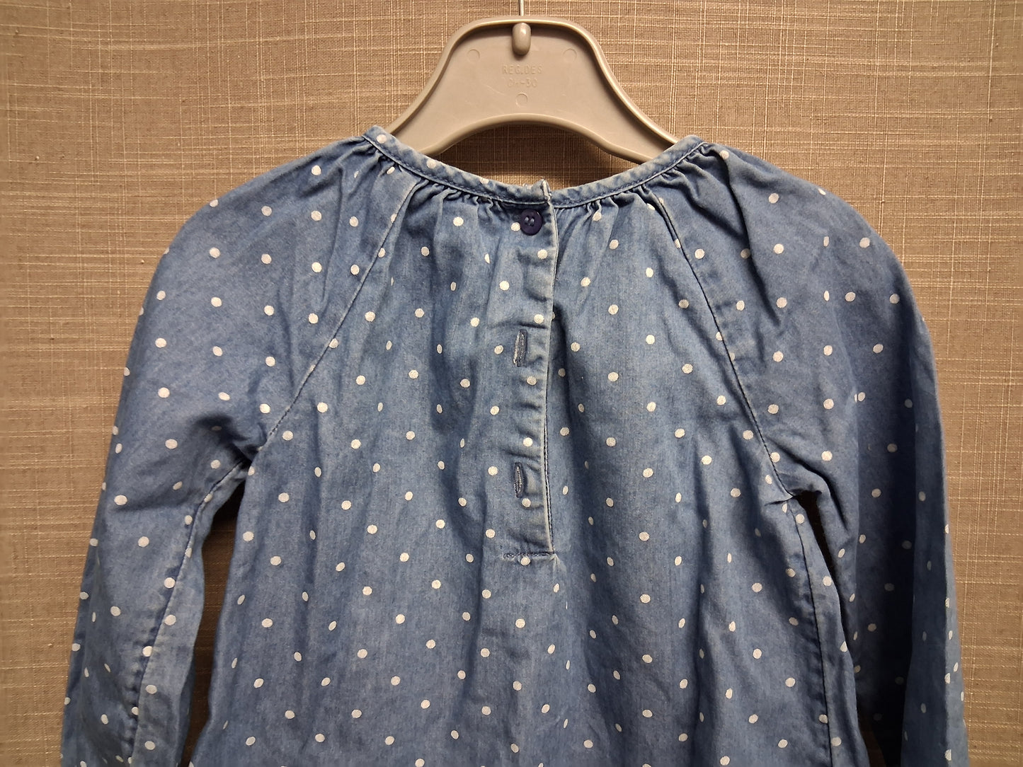 Mothercare Girls Blue Denim Long Sleeve Top Cat Patchwork Age 18-24 Months