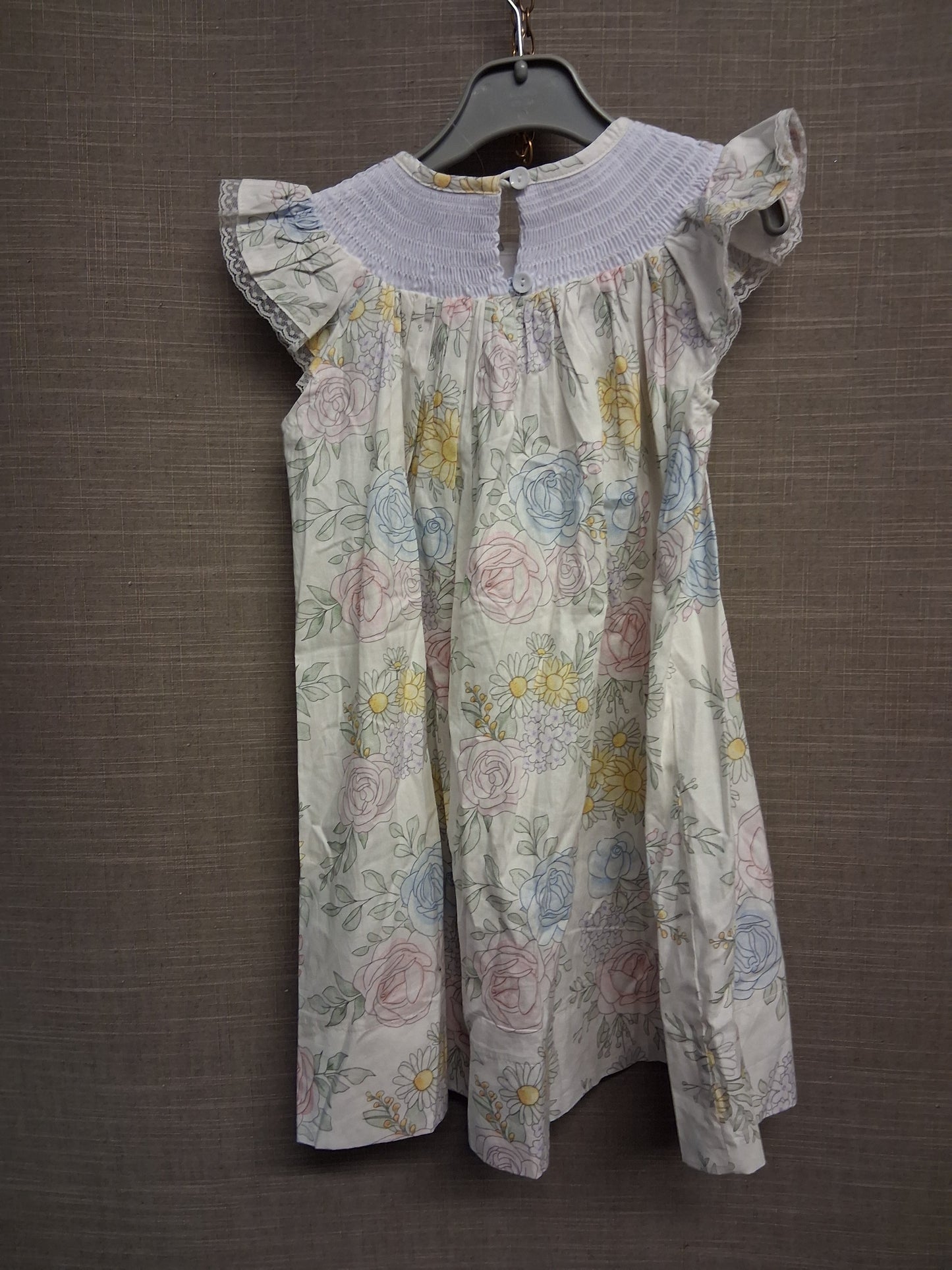 Lil Cactus Girls Floral A Line Dress Short Sleeve 100% Cotton Age 3 Years
