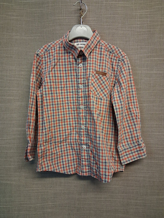 Ben Sherman Boys Red Blue Check Long Sleeve Shirt Age 5-6 Years