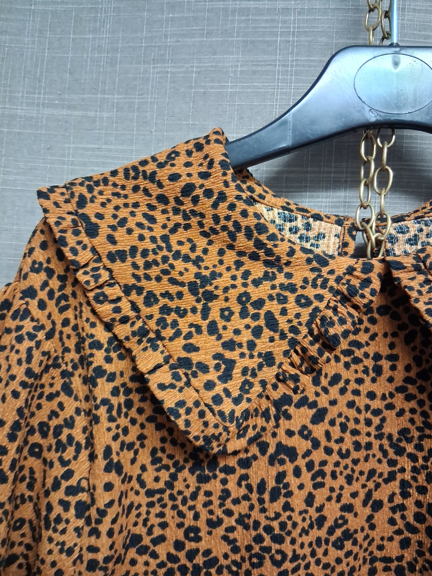 Next Girls Brown Animal Print Peter Pan Collar Top Age 12 Years