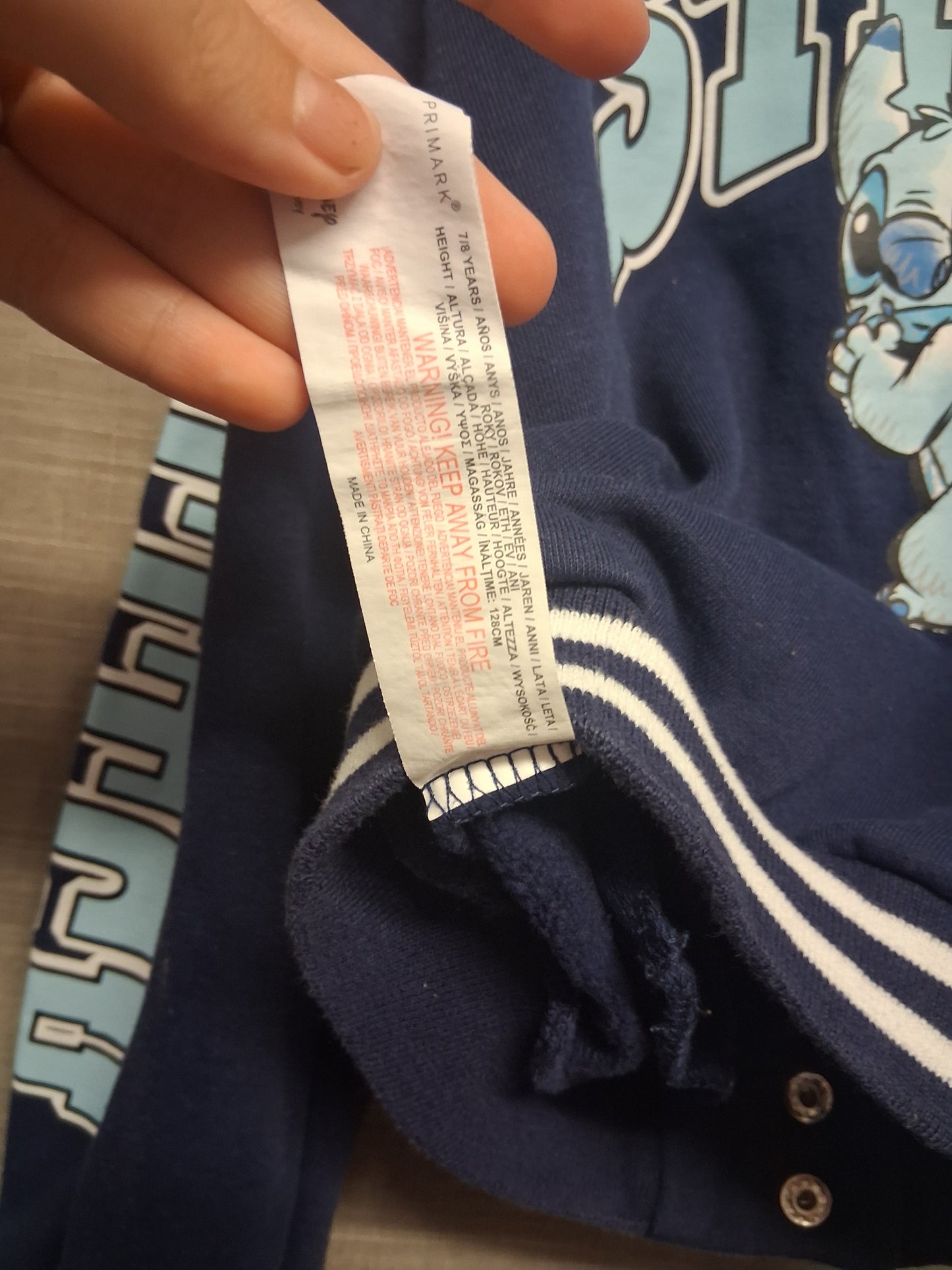 Primark Disney Girls Stitch Varisty Style Jacket Age 7-8 Years