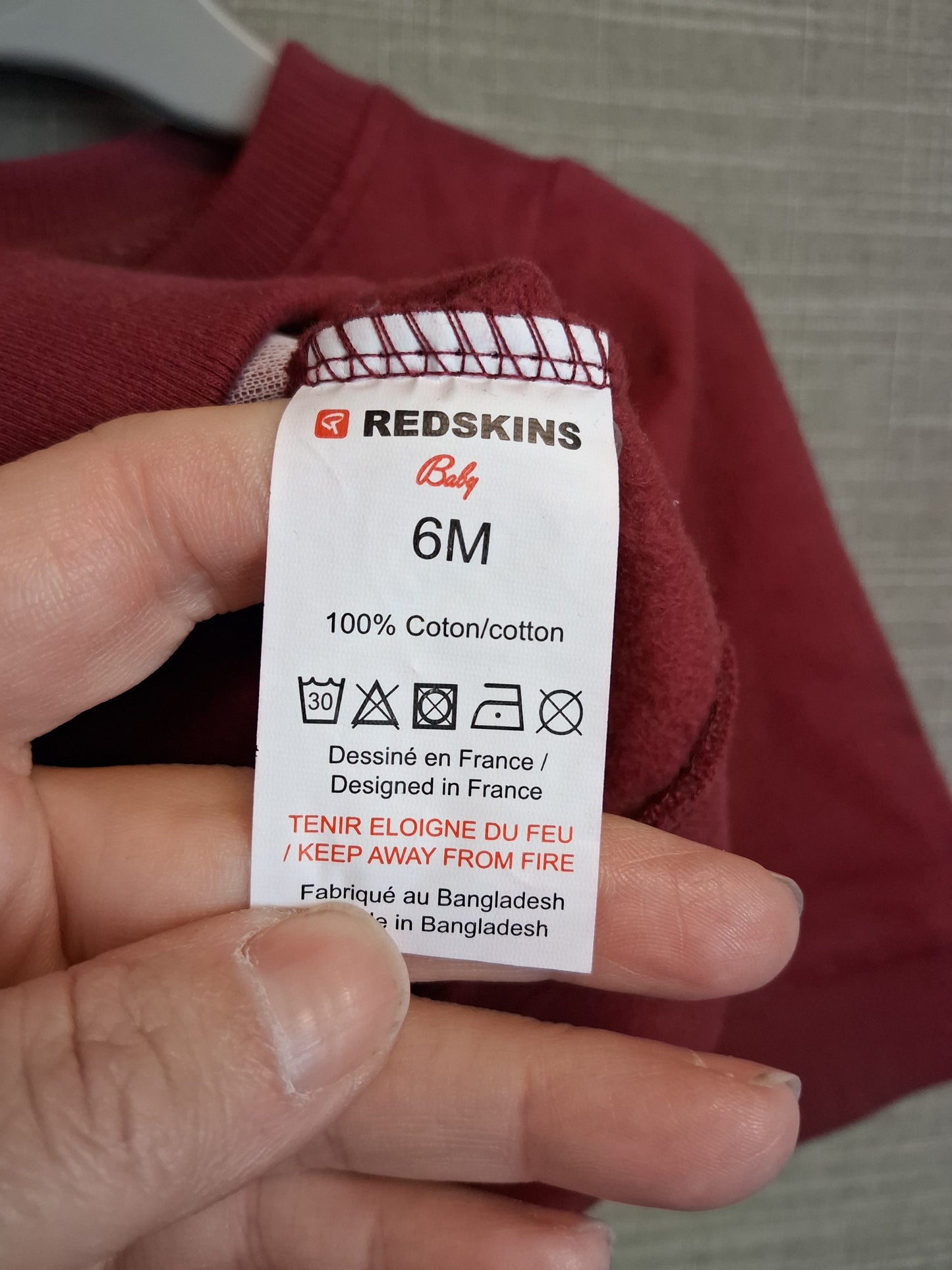 Redskins Boys Sweater Burgundy Red Age 6 Months