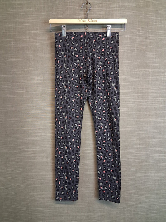 F&F Girls Grey Animal Print Leggings Jersey Age 10-11 Years