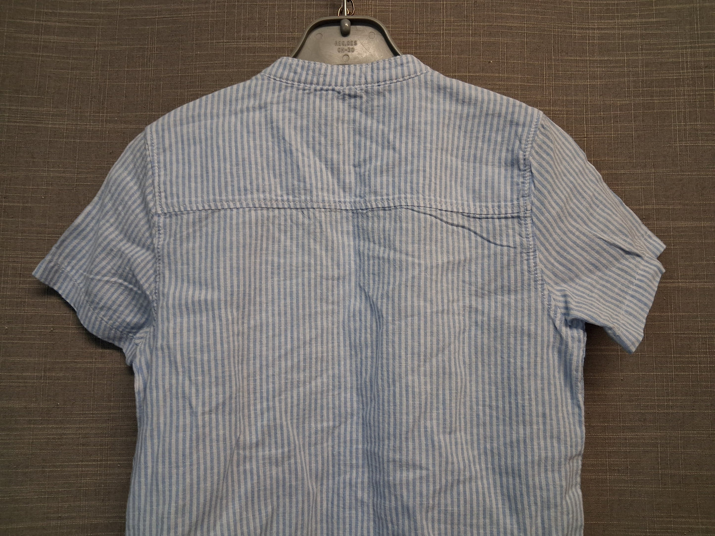 F&F Boys Blue White Striped Short Sleeve Shirt Age 5-6 Years