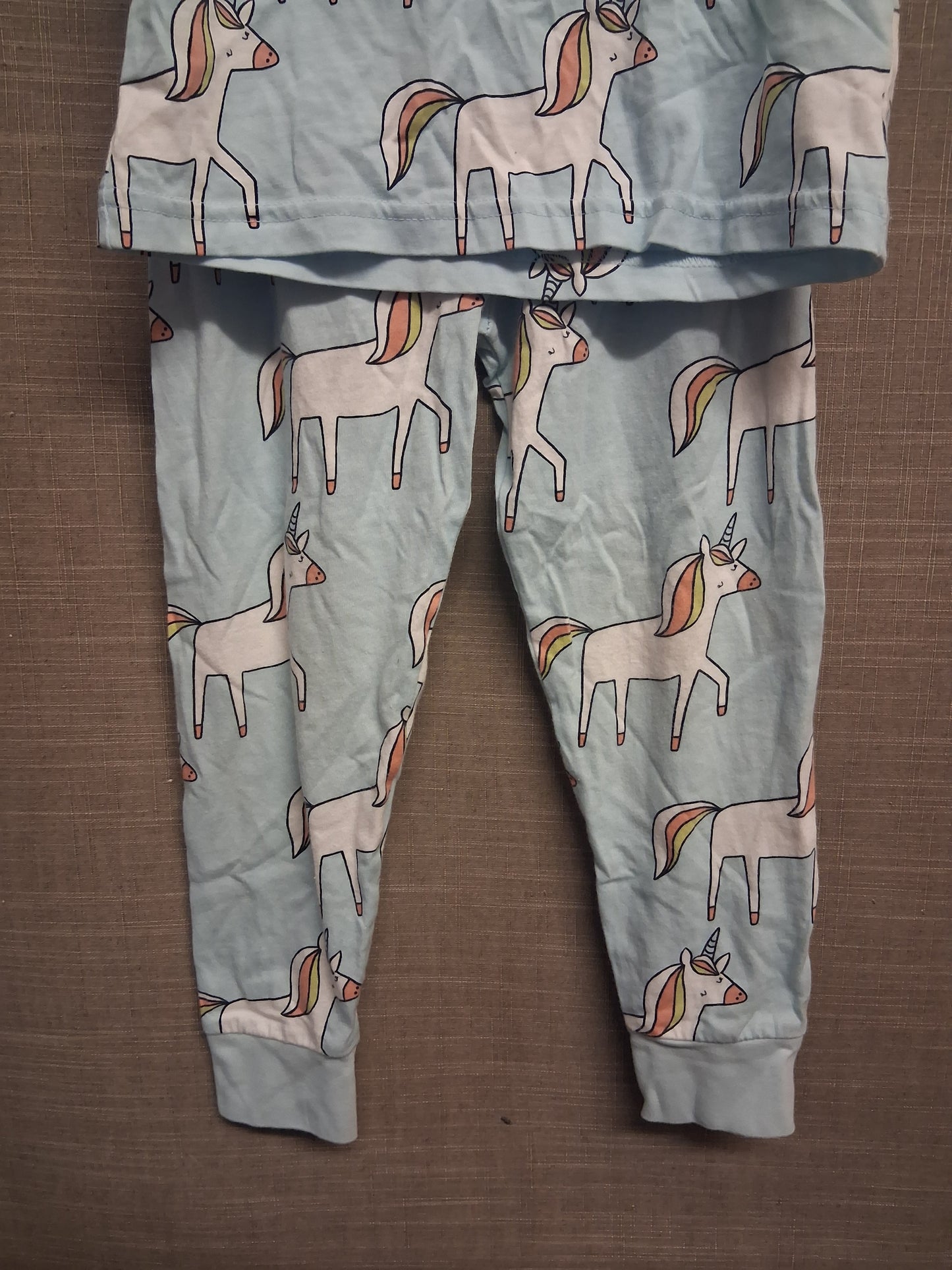George Girls Blue Unicorn 2 Piece PJs Pyjamas Set Age 4-5 Years