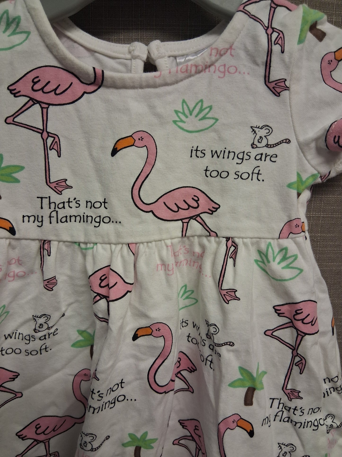 Matalan That's Not My Flamingo T-Shirt Dress White Multicolour Age Newborn