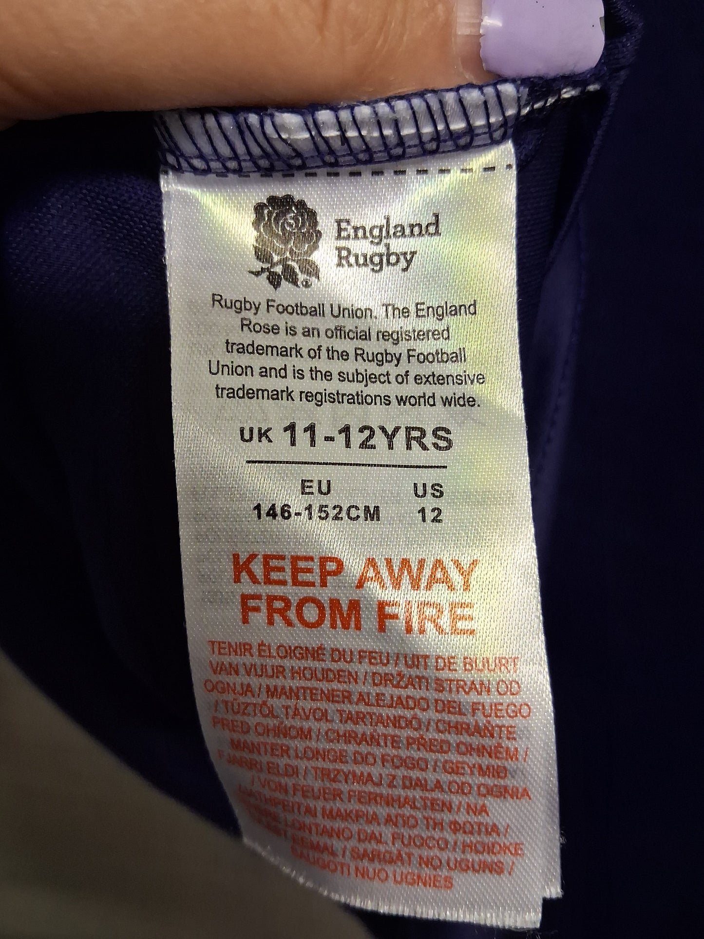 England Rugby T-Shirt Short Sleeve Purple Age 11-12 Years
