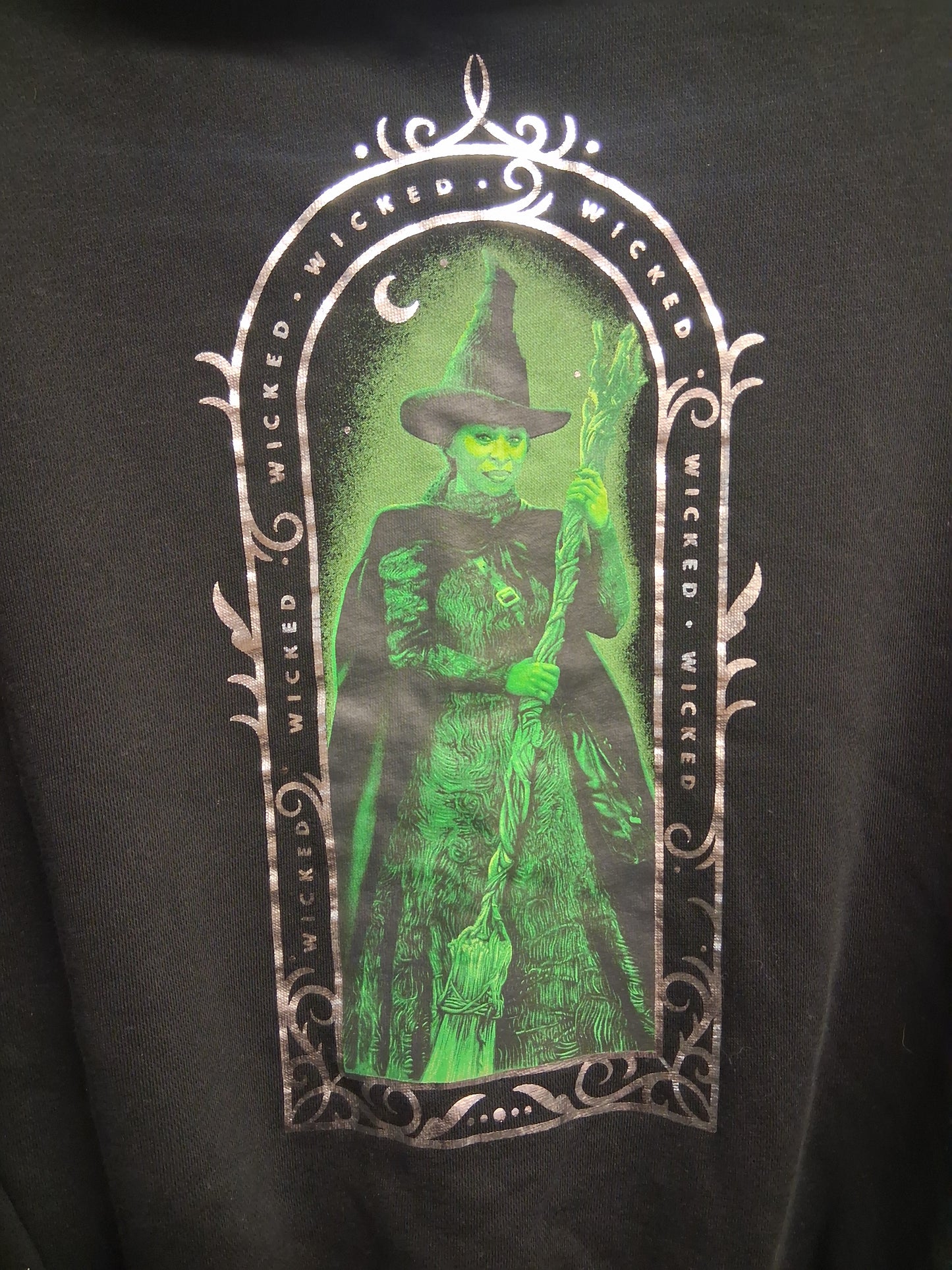 George Wicked Hoodie Elphaba Graphic Black Spellout on Back  Age 7-8 Years