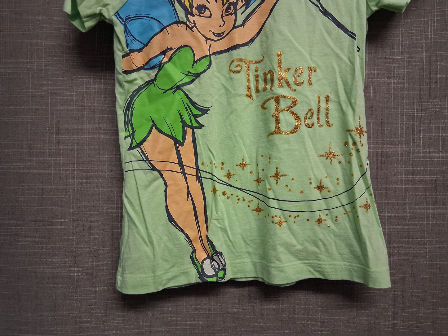 Primark Disney Girls Tinkerbell T-Shirt Green Short Sleeve Age 9-10 years