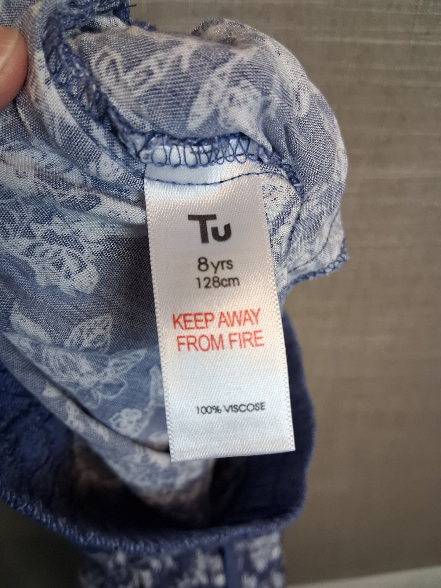 TU Girls Blue Floral Summer Trousers Age 8 Years