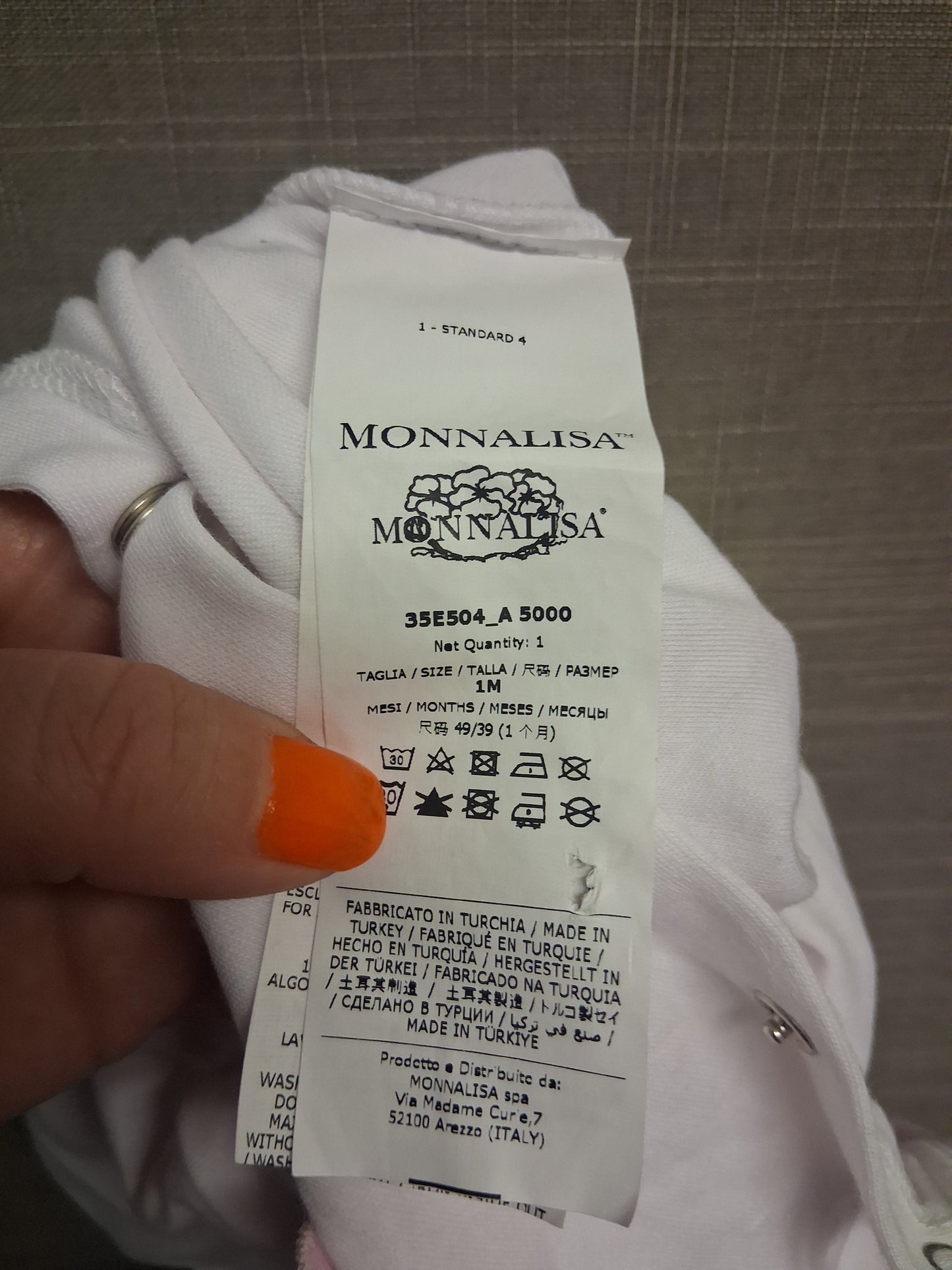 Monnalisa Romper Sleepsuit Girls White Pink Floral Age 1 month