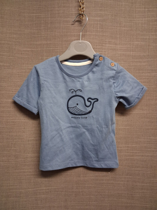 George Boys Blue Whale Print Short Sleeve T-Shirt Age 3-6 Months