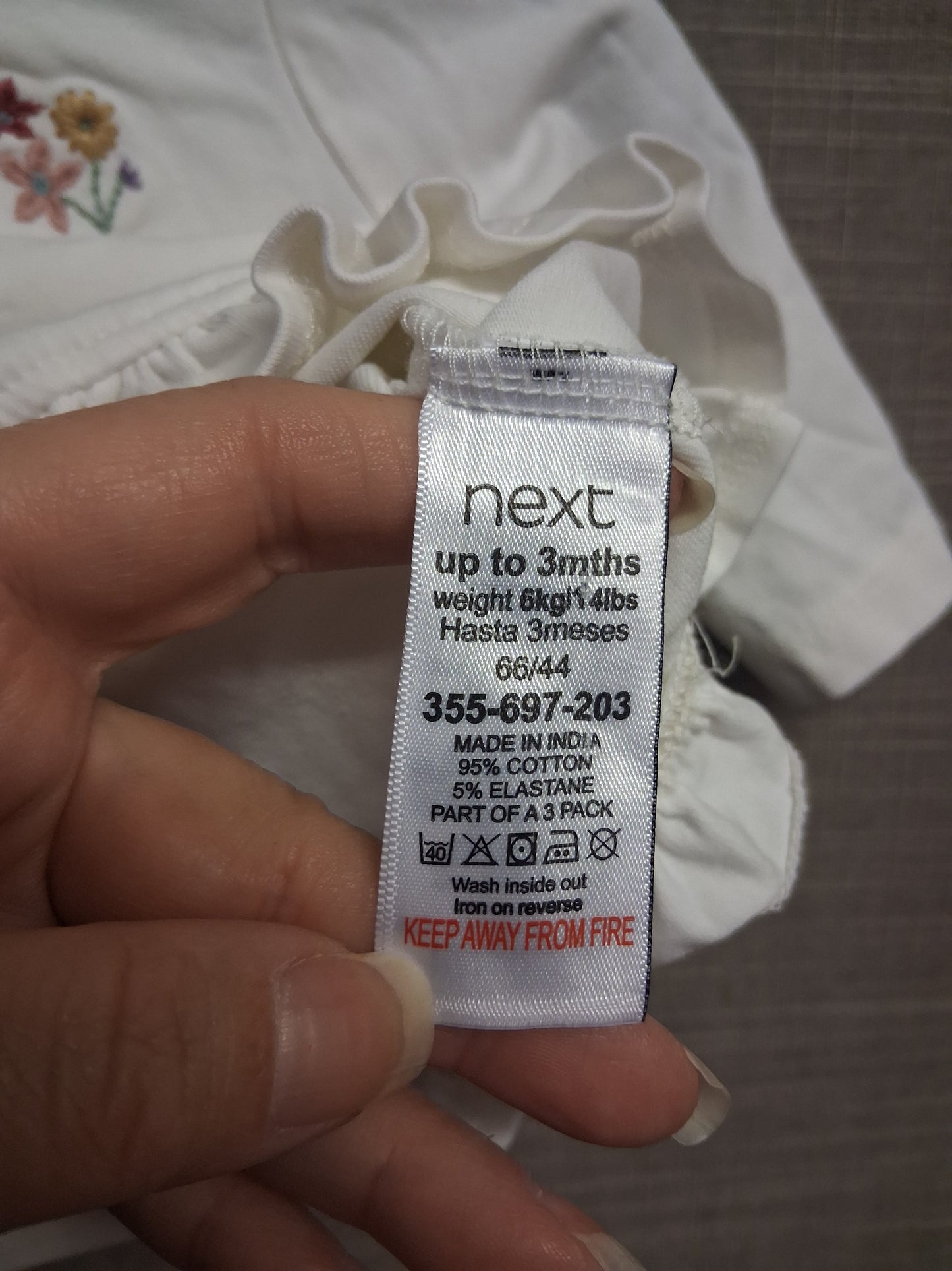 Next Girls White Bunny Long Sleeve T-Shirt Age 0-3 Months