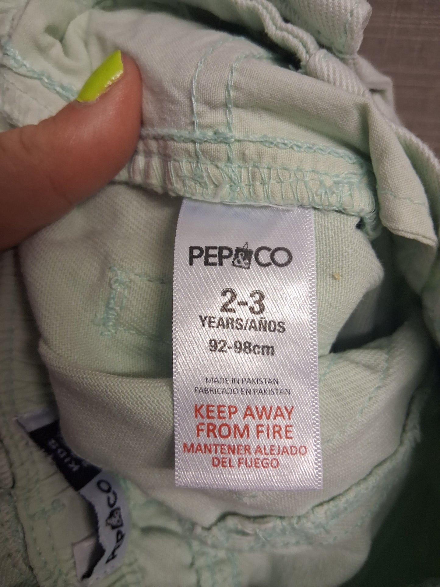 Pep&Co Girls Mint Green Denim Paperbag Jeans Age 2-3 Years