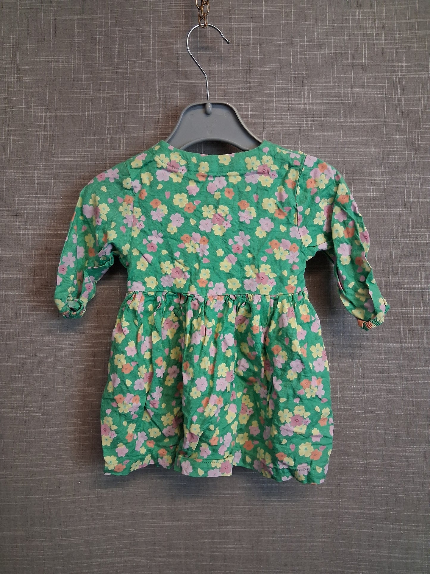 Marks and Spencer Girls Green Floral Dress Age 3-6 Months