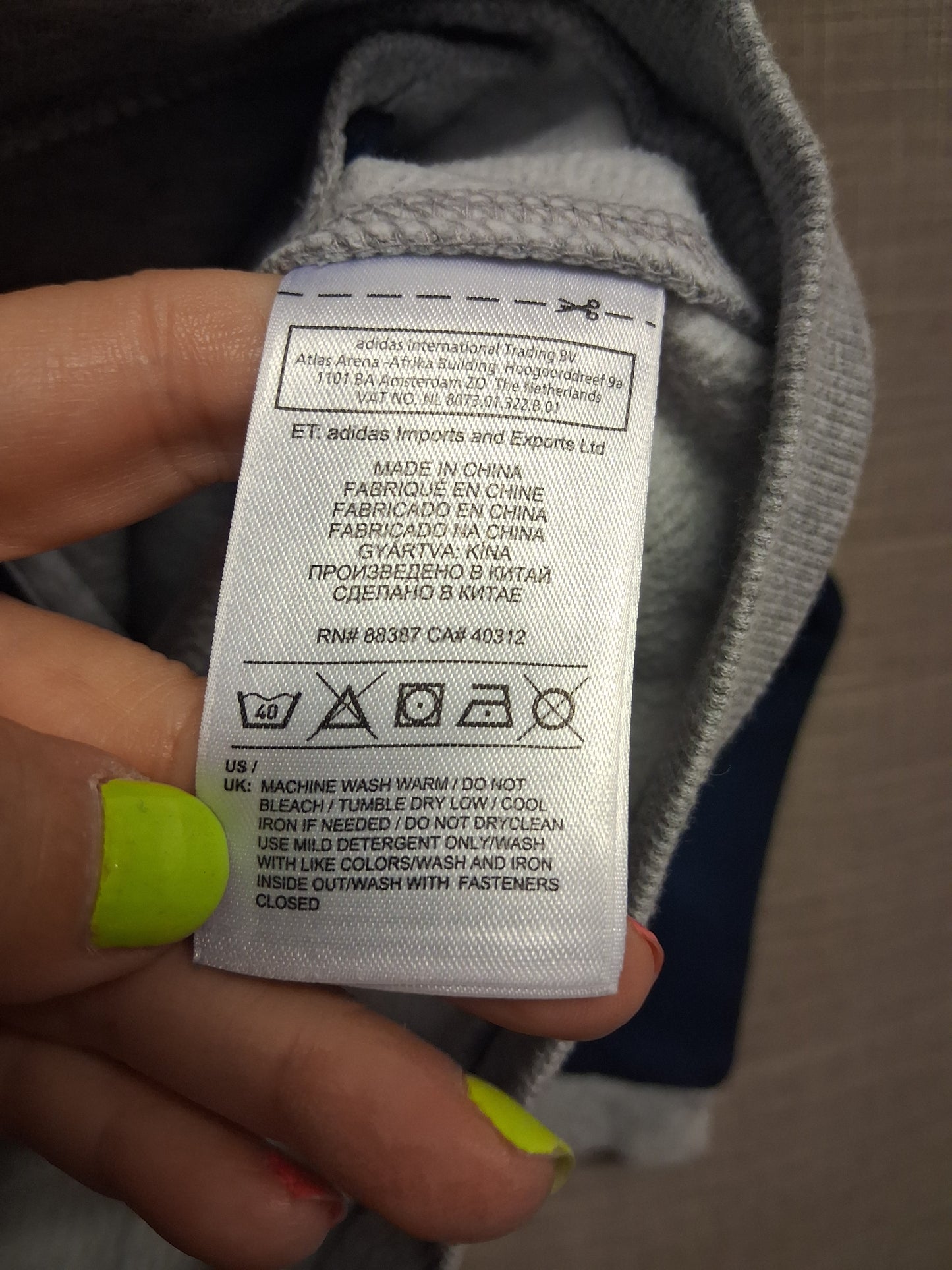 Adidas Boys Full Zip Jacket Grey Navy Age 2-3 Years