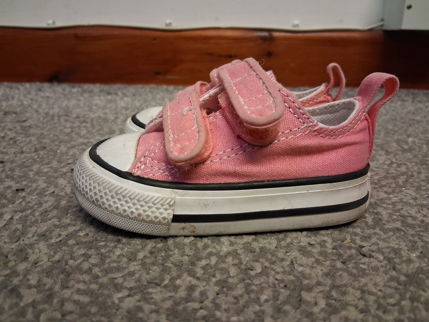 Converse Girls Pink Canvas Double Strap Trainers Pumps Size 2 Infants