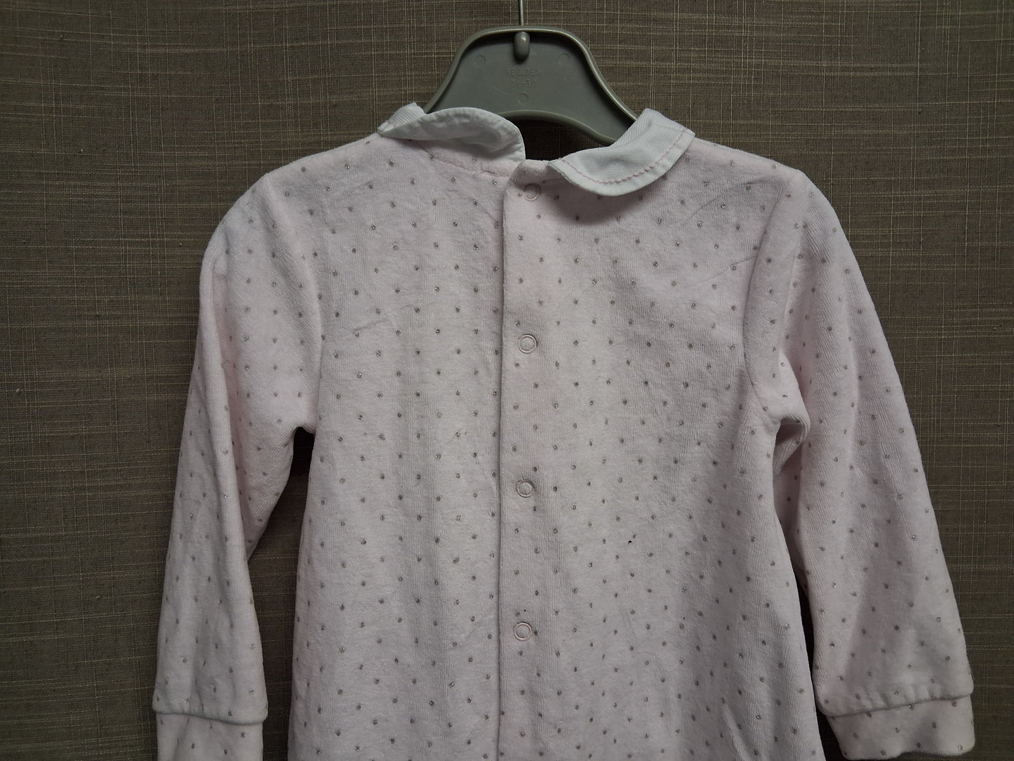 Tutto Piccolo Girls Pale Pink Silver Spot A Line Velour Style Dress Age 12-18 Months