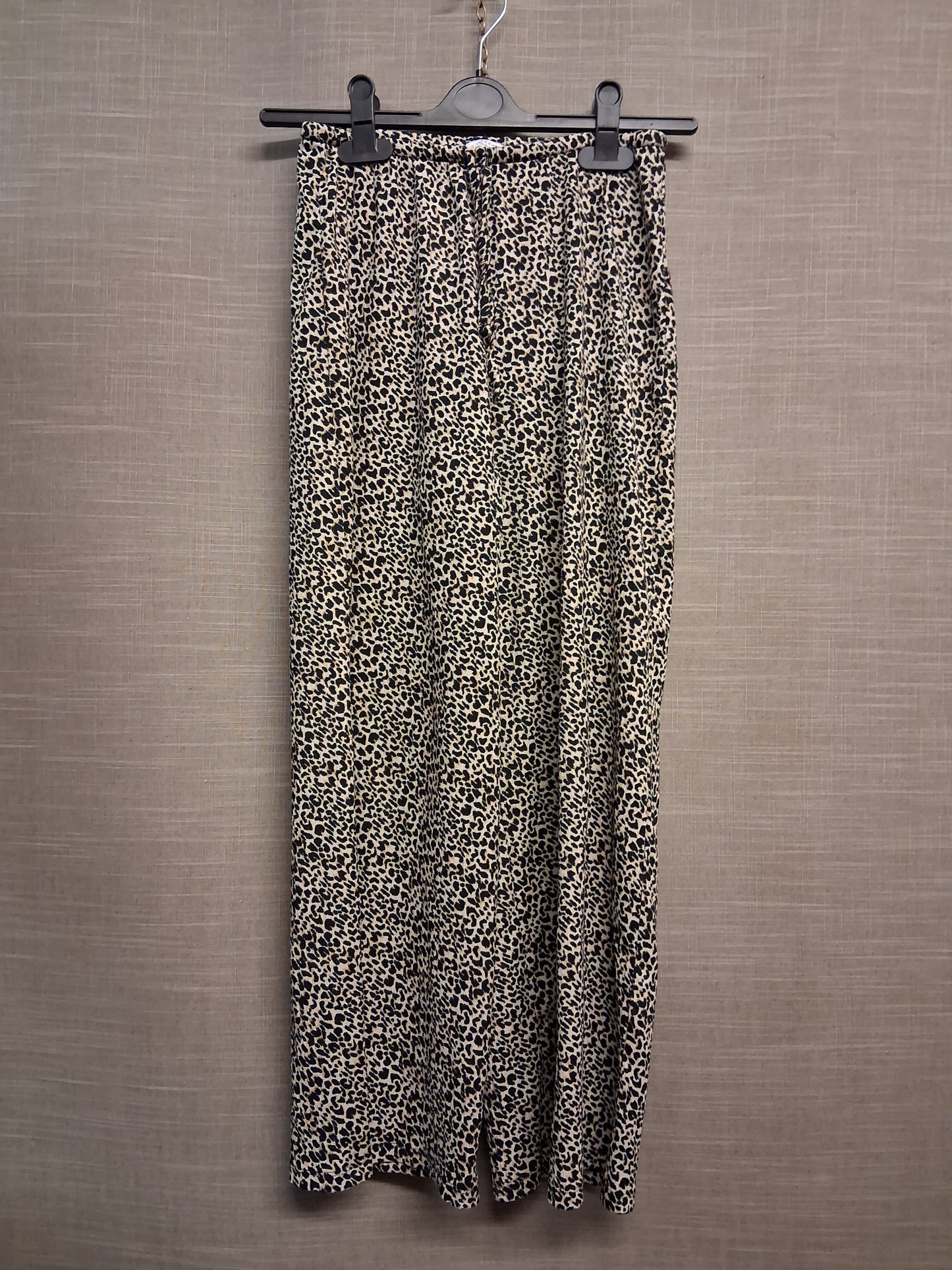 Primark Girls Beige Black Wide Leg Summer Trousers Age 11-12 Years