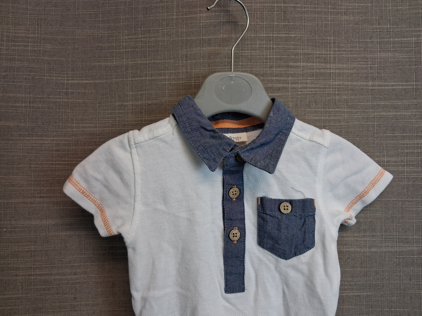 Next Boys Polo Bodysuit Short Sleeve Age 0-3 Months
